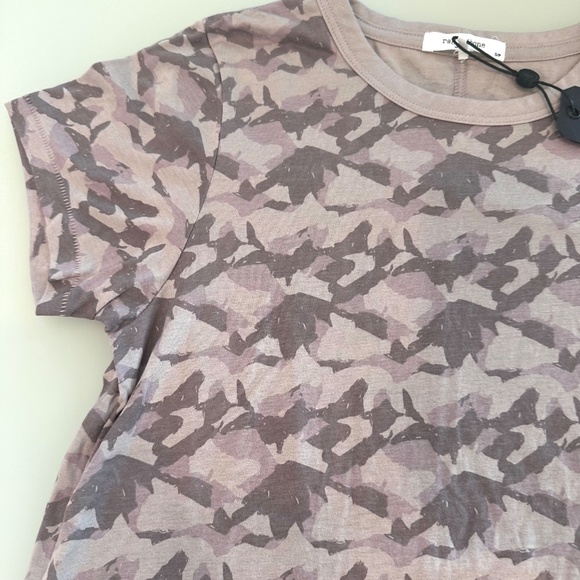 NEW Rag & Bone Pima Cotton Slub Jersey Buttery Soft Camo Print T-Shirt Top S - Picture 7 of 7